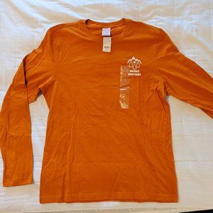 NWT Brooks Brothers Cotton Long-Sleeve Orange Graphic T-Shirt, Medium